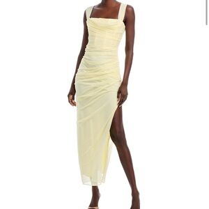 Aqua Asymmetrical Yellow Dress